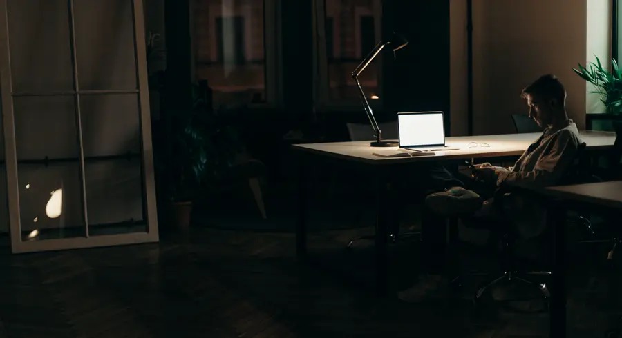 Late night coding session by the window